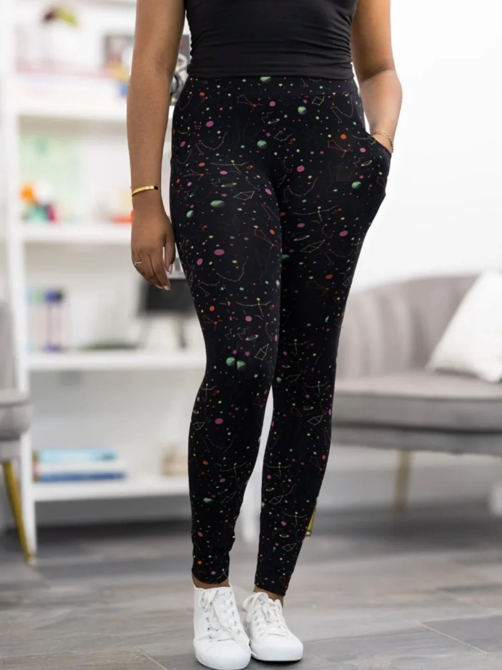 Svaha Leggings 2XL Rainbow Constellation Glow in Dark Large Pockets